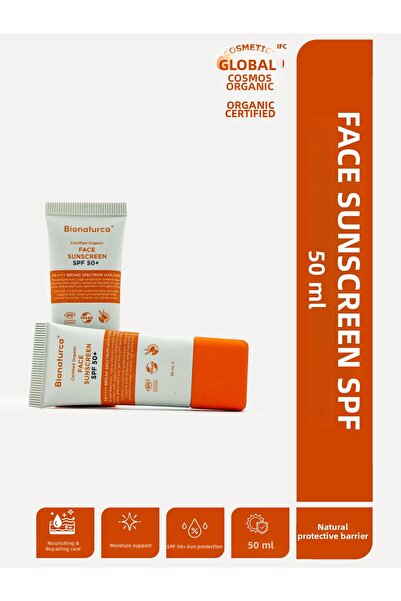 BIONATURCA Organic Certified Sunscreen Face Cream Spf 50+ 50 ml -