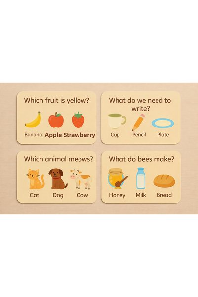 lnly English Question and Answer Cards for Children – 28 Cards, 56 Different Questions – Vocabulary Development
