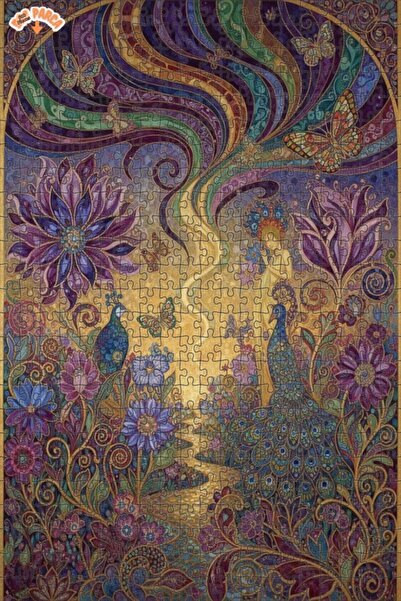 Teona Ahşap Enchanted Garden Peacock Fairy Watercolor Double-Decker Framed Wo...