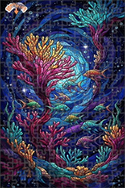 Teona Ahşap لغز خشبي ملون بإطار مزدوج الطبقات على شكل سمكة مرجانية 150 قطعة 2...