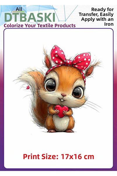 F17 Ajans طباعة نسيجية على تي شيرت بتصميم سنجاب يلتصق بالكي مع شريط