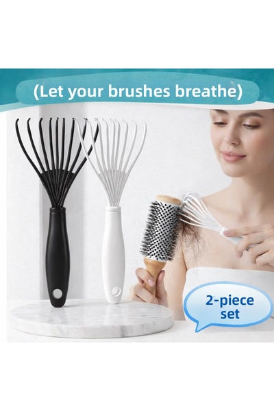 Neler Geldi Neler Black Color 2 Pieces Practical Hair Brush and Comb Cleaning...