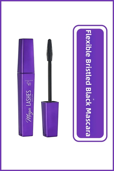 Golden Rose ماسكارا ميجا لاشز ذات الفرشاة المرنة ذات الوجهين، ماسكارا سوداء ك...