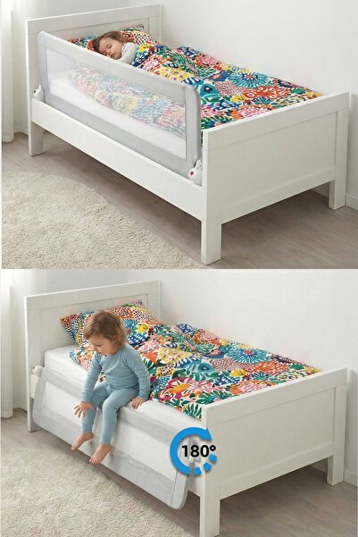 Wellgro حاجز سرير رمادي مقاس 180*65 سم، حاجز سرير