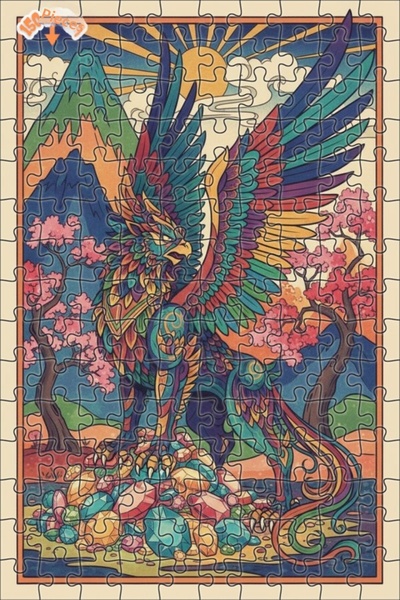 Teona Ahşap Colorful Mythological Creature Wooden Puzzle Double Layer Framed ...