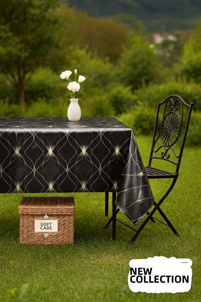 Soft Kare Față de masă din fibră PVC – ștergabilă, impermeabilă, model modern...