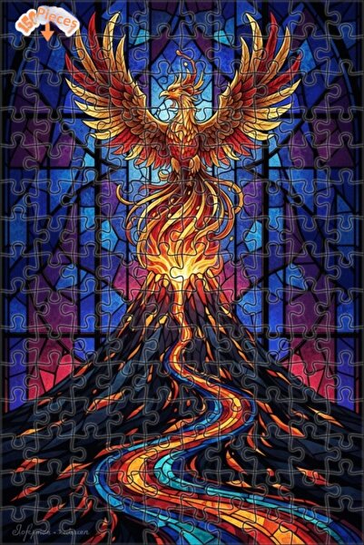 Teona Ahşap طائر العنقاء المتوهج بمظهر فني بركاني 150 قطعة 20×30