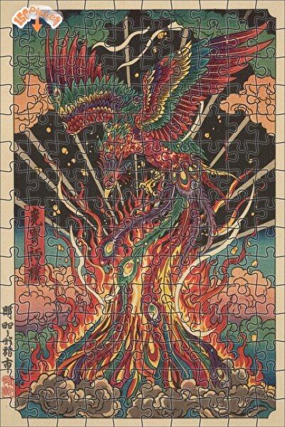 Teona Ahşap Gorgeous Phoenix Oil Painting Look Double-Deck Framed Wooden Puzz...