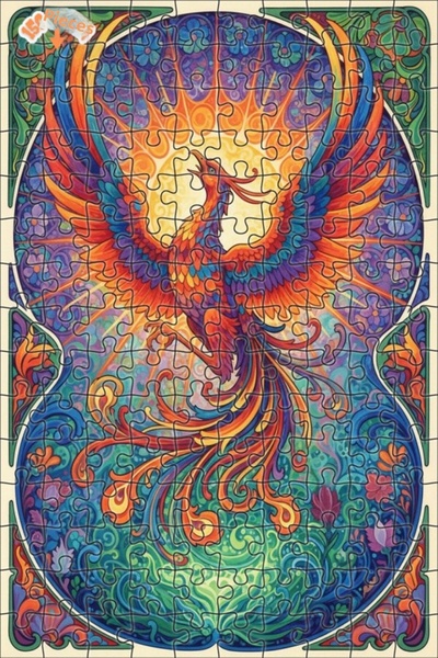 Teona Ahşap Gorgeous Phoenix Artwork Oil Painting Double-Deck Framed Wooden P...