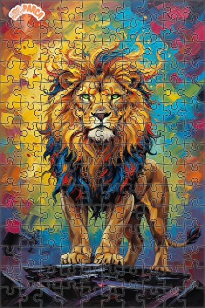 Teona Ahşap The Lion King Oil Painting Look Art Double Layer Framed Wooden Pu...