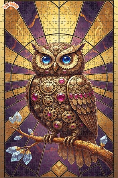 Teona Ahşap Mechanical Owl Art Double Layer Framed Wooden Puzzle 500 Pieces 5...