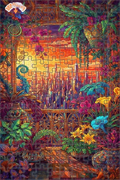 Teona Ahşap Mysterious Crystal City Landscape Oil Painting Look Art Puzzle 15...