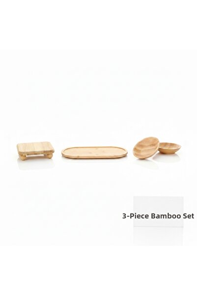 Edenza 3-Piece Bamboo Presentation Set |   Mini Stand with Legs + Rectangular...