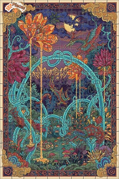 Teona Ahşap لغز فني على شكل غابة زهور كريستالية على شكل تنين، 150 قطعة، 20×30