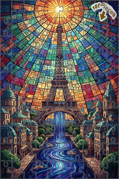 Teona Ahşap لغز خشبي بإطار مزدوج الطبقات مع منظر برج إيفل في باريس ونافذة زجا...