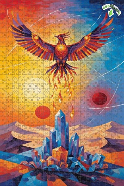 Teona Ahşap لغز خشبي رائع على شكل طائر الفينيق ذو طبقتين بإطار 800 قطعة 70x50