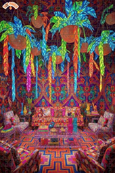 Teona Ahşap Bohemian Double-Decker Framed Wooden Puzzle 500 Pieces 50X30 Full...