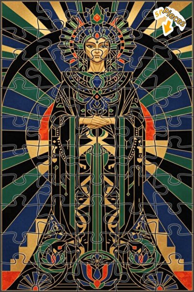 Teona Ahşap لوحة زيتية بتصميم آرت ديكو لصورة الملكة، لغز خشبي بإطار مزدوج الط...