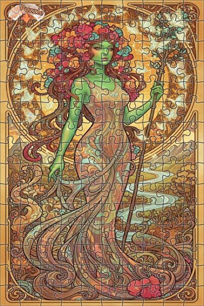 Teona Ahşap لغز خشبي مؤطر بطبقتين على شكل باقة زهور خضراء بتصميم آرت نوفو 150...