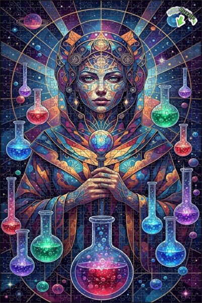 Teona Ahşap لوحة فنية نسائية بتصميم الكيميائي الكوني بمظهر الزيت الملون، لوحة...