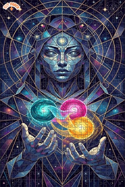 Teona Ahşap لغز خشبي بإطار مزدوج الطبقات بمظهر لوحة زيتية يعكس لمسة طاقة كوني...