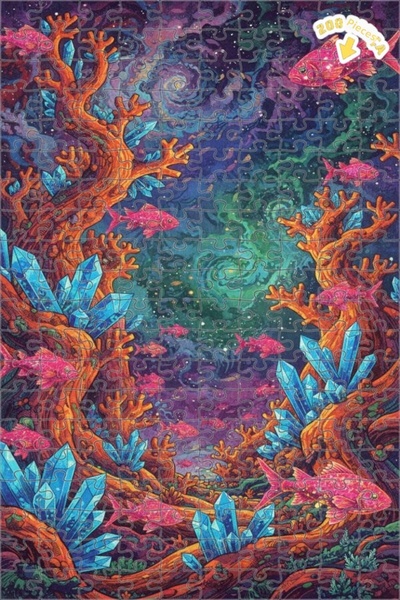 Teona Ahşap لوحة زيتية رائعة لغابة كريستالية تحت البحر، لغز خشبي بإطار مزدوج ...