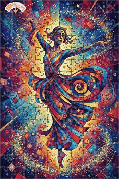 Teona Ahşap لوحة فنية حديثة بتصميم راقص مبهج بمظهر زيتية، لوحة خشبية مؤطرة بط...