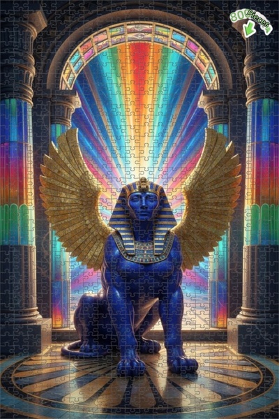 Teona Ahşap لغز خشبي مؤطر بطبقتين على شكل أبو الهول الأزرق الغامض 800 قطعة 70x50