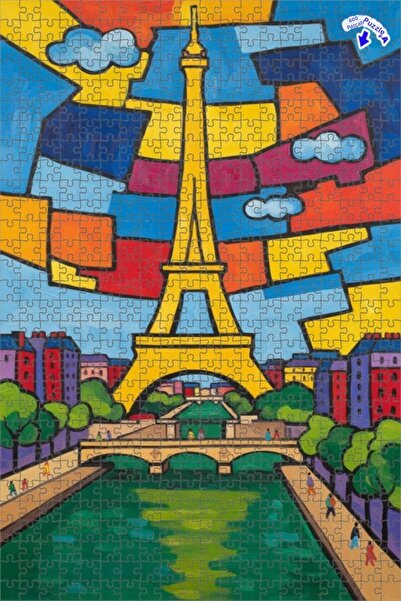 Teona Ahşap لغز فني على شكل برج إيفل الشهير في باريس بمظهر لوحة زيتية 600 قطع...