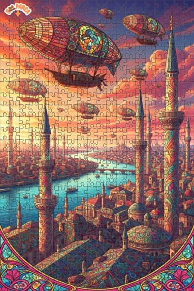 Teona Ahşap لغز خشبي بإطار مزدوج الطبقات بمظهر لوحة زيتية على طراز ستيمبانك ل...