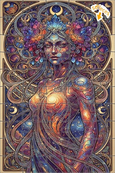 Teona Ahşap لغز خشبي بإطار مزدوج الطبقات للنساء من آرت نوفو كوزميك 50 قطعة 15x25