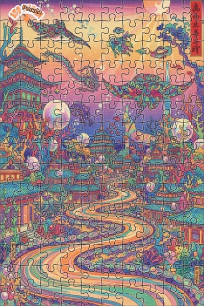 Teona Ahşap لوحة زيتية منقوشة بتصميم التنين وحيوانات البحر، لغز خشبي بإطار مز...