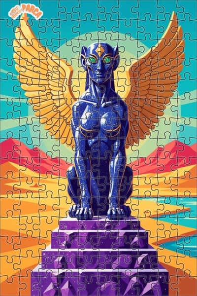 Teona Ahşap لغز خشبي مؤطر بطبقتين بمظهر لوحة زيتية لتمثال أبو الهول ذو الأجنح...