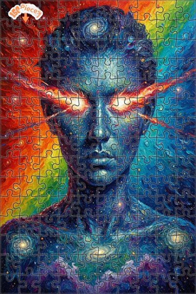 Teona Ahşap لغز خشبي بإطار ذو طبقتين بمظهر لوحة زيتية لشخص ينظر للطاقة الكوني...