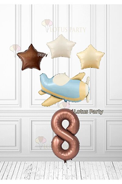 LOTUS PARTY Κρεμ Καφέ Αστέρι Κρέμα Μπλε Αστέρι Μπαλόνι - Καφέ Αριθμητικό Μπαλ...