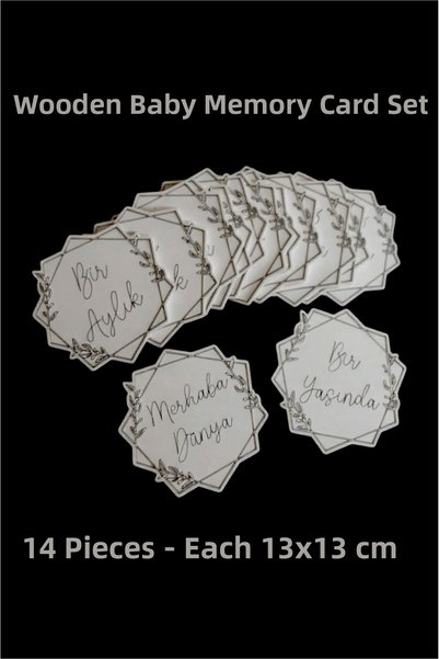 aze kids 14 Pieces Wooden Baby Memory Card Set - Hello World - from 1 Month to 1 Year Old - Baby Gift
