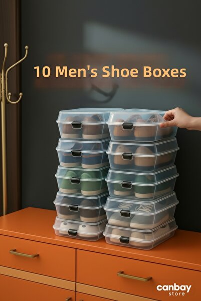 Canbay Store 10 τμχ Ανδρικό διαφανές κουτί παπουτσιών Κουτί αποθήκευσης παπου...