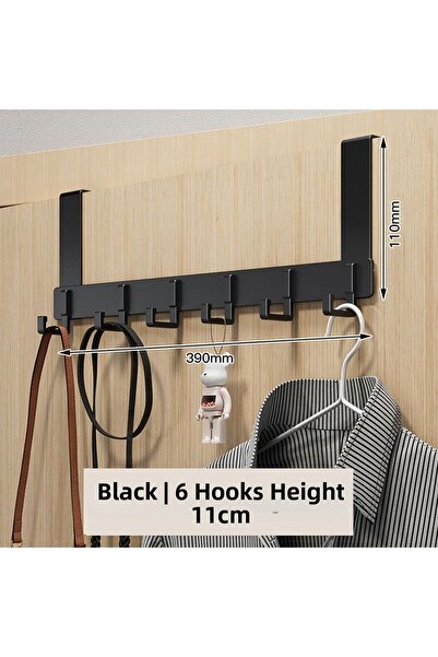 Choice XL black-11cm Storage Hooks Over The Door 6 Hooks Clothes Coat Hat Tow...