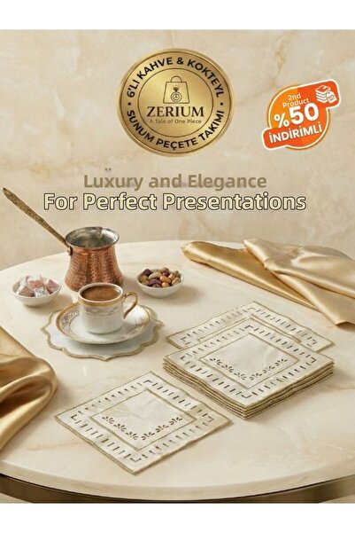 ZERİUM Seria Vintage de șervețele premium pentru cocktail și cafea, 6 bucăți