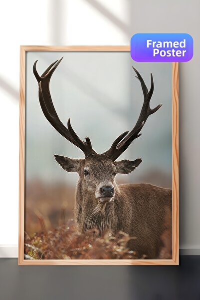 Postifull Картина с рамка „Елен в гората“, дървена рамка и постер, вертикална...