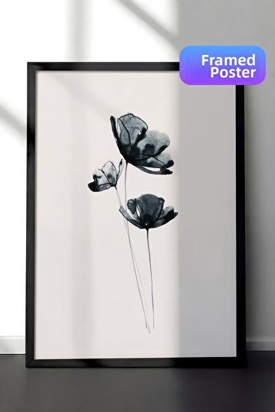 Postifull Pictură înrămată cu flori întunecate, cadru negru și poster, pictur...