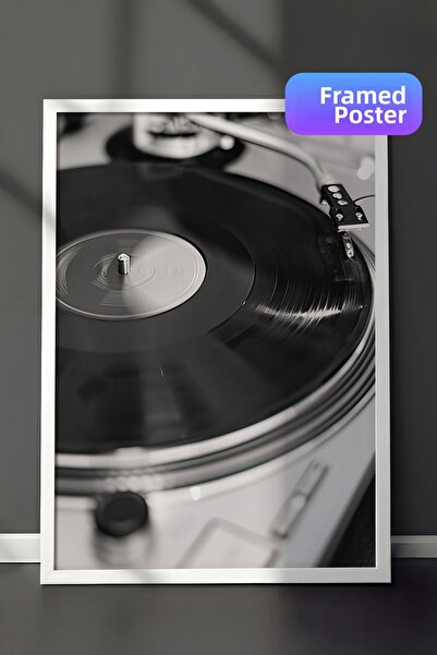 Postifull Tablou înrămat cu discuri de vinil, cadru alb și poster, pictură ve...
