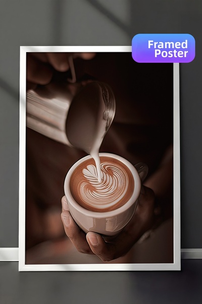 Postifull Ζωγραφική με κορνίζα Cappuccino Art, Λευκό πλαίσιο και αφίσα, Ζωγρα...