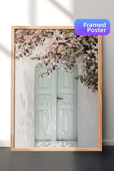 Postifull Tablou înrămare cu floare roz, cadru din lemn și poster, pictură mu...