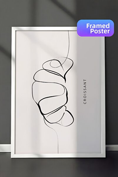 Postifull Εικόνα με κορνίζα Croissant Line Art, Λευκό πλαίσιο και αφίσα, Ζωγρ...