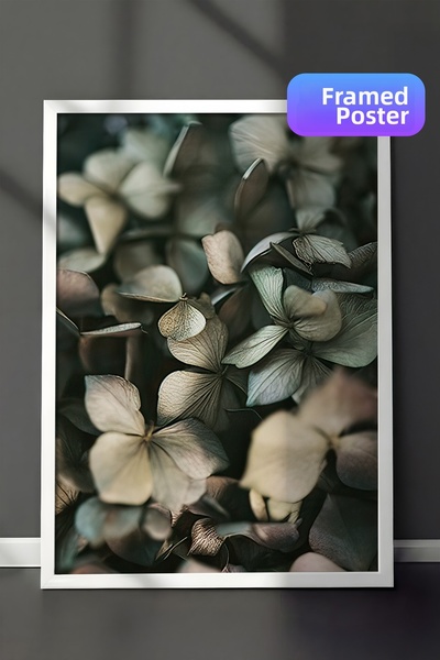 Postifull Pictură înrămată cu hortensie verde, cadru alb și poster, pictură m...