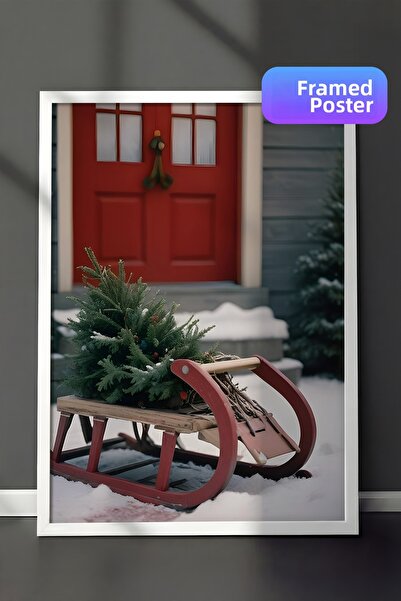 Postifull Tablou cu rama alba, poster de Anul Nou, decor de Anul Nou, serie W...