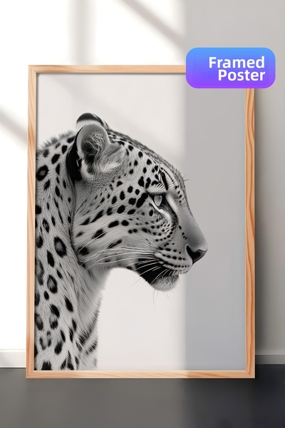 Postifull Pictură cu rama leopard, rama din lemn si poster, pictura verticala...