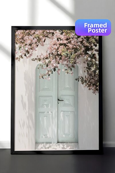 Postifull Tablou înrămat cu flori roz, cadru negru și poster, pictură murală ...