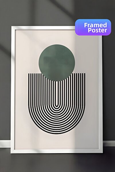 Postifull Tablou cu rama albă, set de postere și rame, Mid Century Green No1 ...